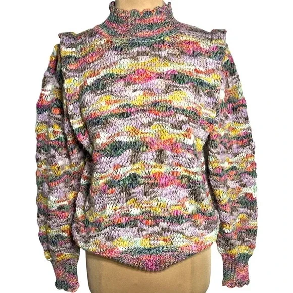 Democracy mock neck pink purple gray variegated sweater size Medium - Picture 3 of 12